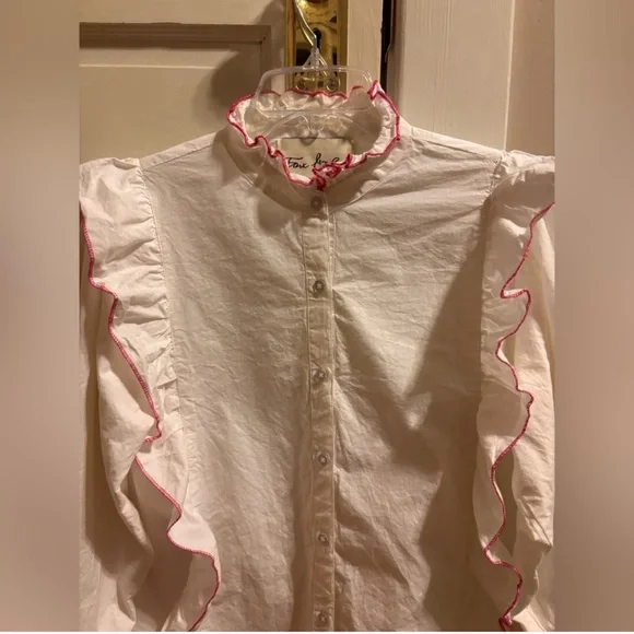 Fox & Hen white Blouse with Pink edging - Picture 4 of 8
